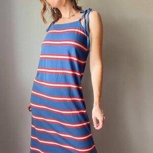 Marine Layer Sadie Striped Tie Shoulder Midi Dress